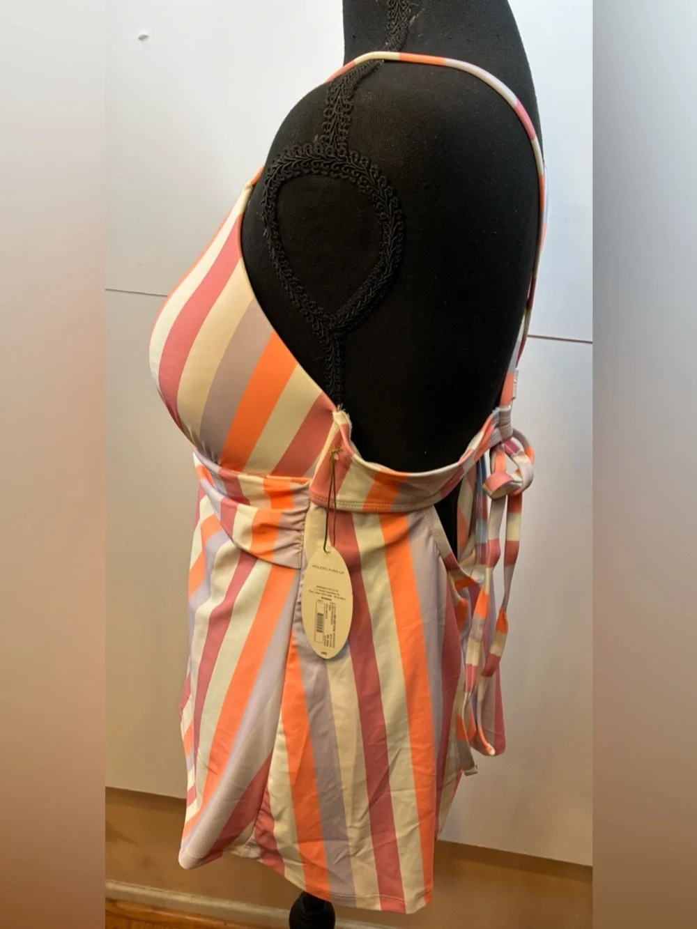 Arizona Jeans Co Mynah Striped Tankini Top NWT Size XXL Push-Up Swim Top